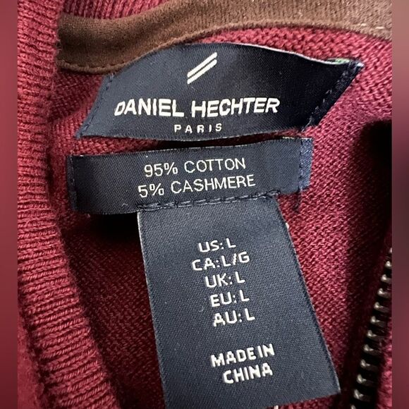 Daniel Hechter cashmere blend pull over sweater wine color large preppy office - Picture 3 of 8